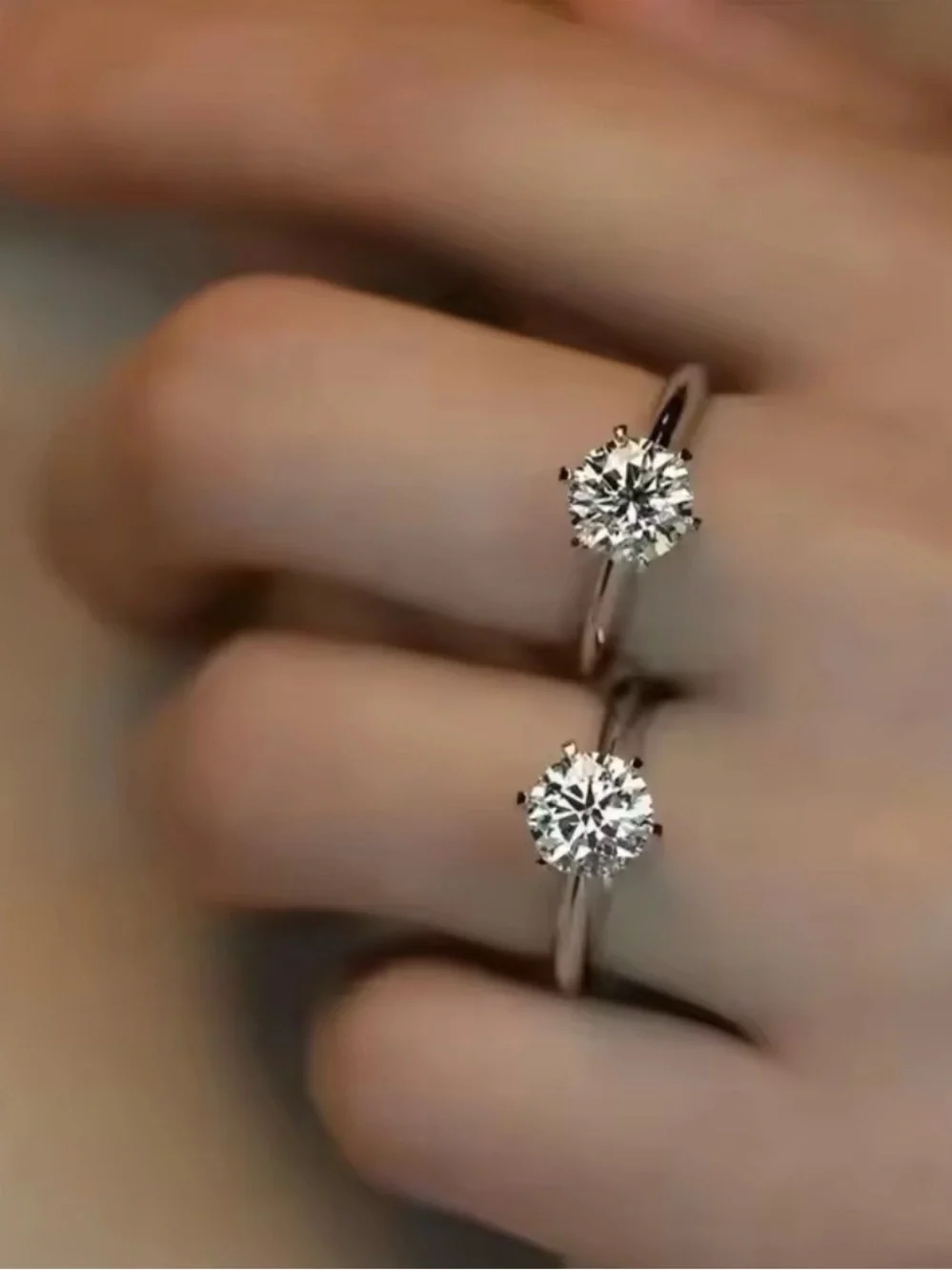 Classic Solitaire Crystal Ring in Silver